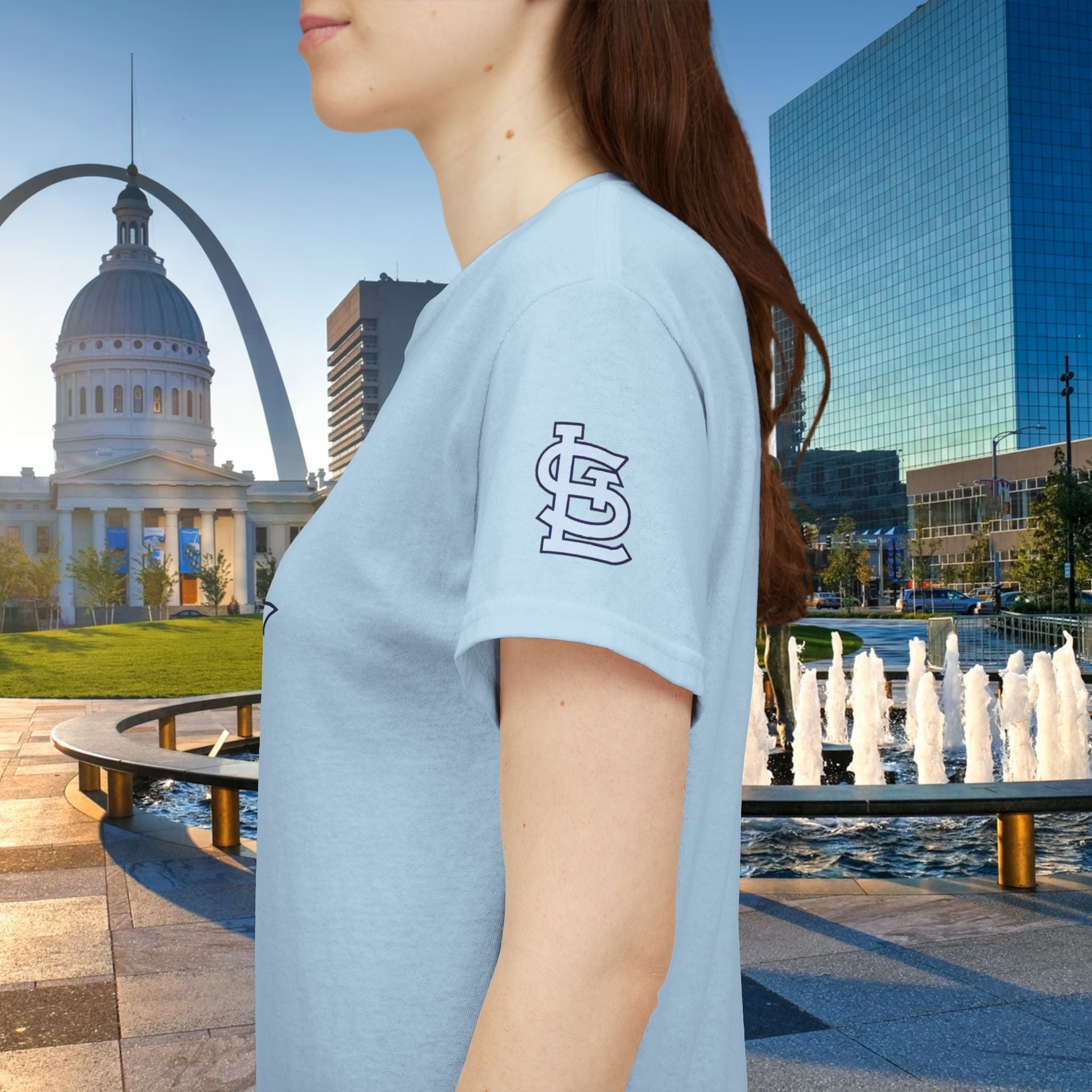 The Lou Script Light Blue Tee — Vintage Script Graphic T-Shirt - 314 Originals
