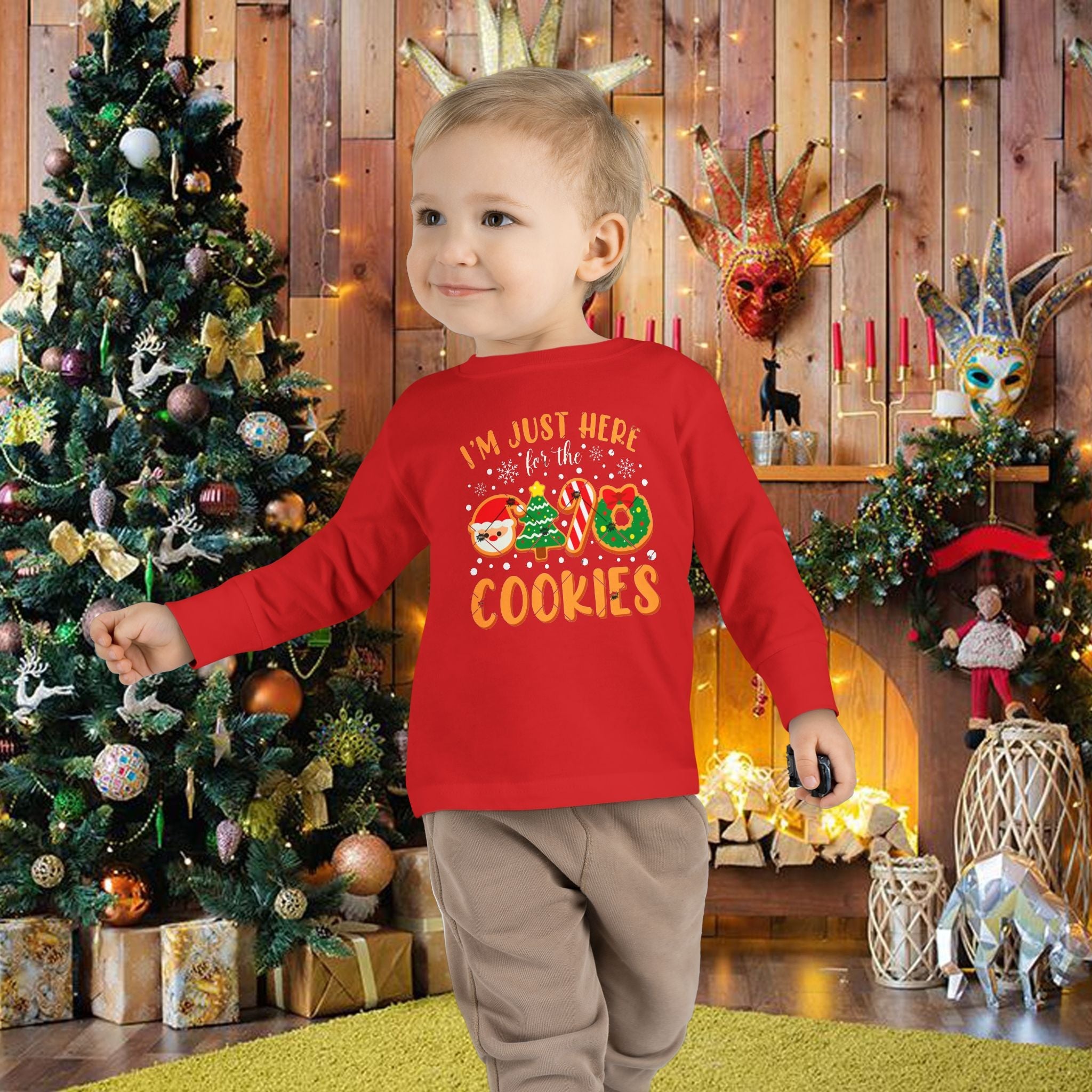 Toddler Long Sleeve Tee — "I'm Just Here for the Cookies" Christmas Cookies Shirt - 314 Originals