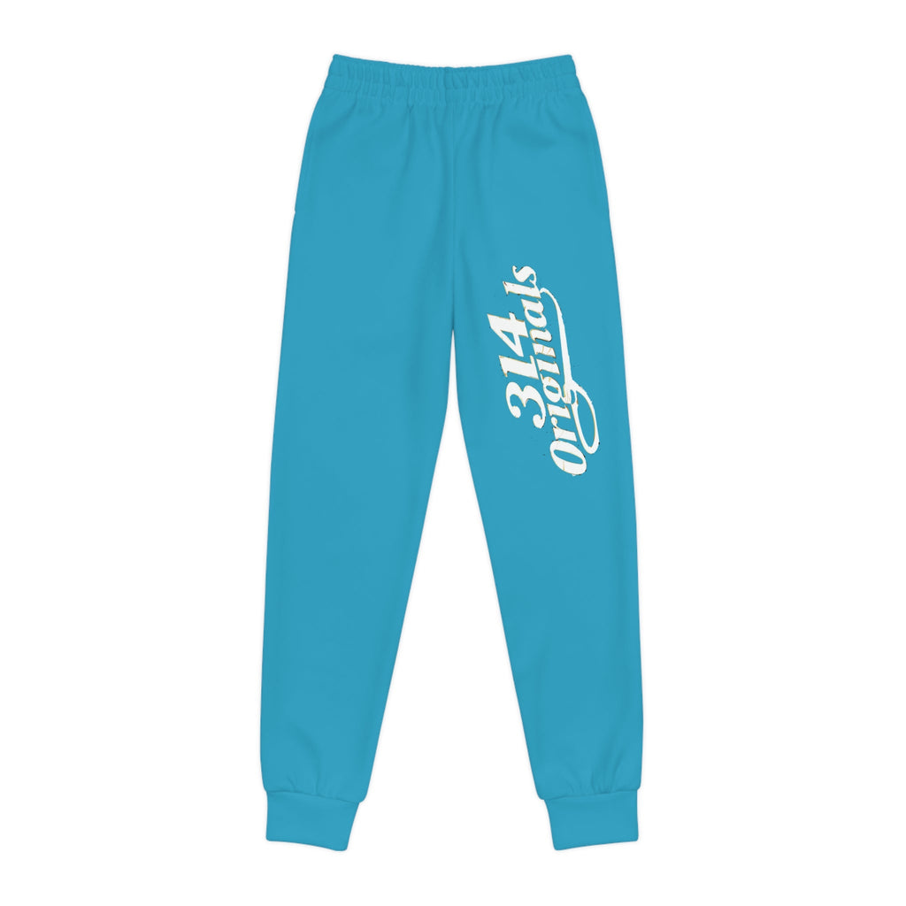 Turquoise Youth Joggers with 314 Originals Side Graphic — Kids Athletic Sweatpants - 314 Originals