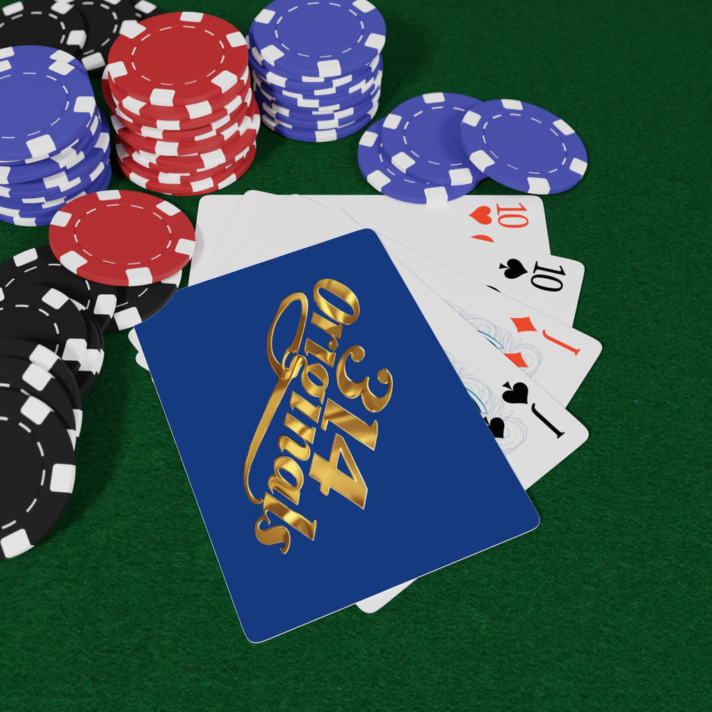 Vintage Style Poker Playing Cards – 314 Originals Blue & Gold Back, Decorative Ace of Spades Deck - 314 Originals