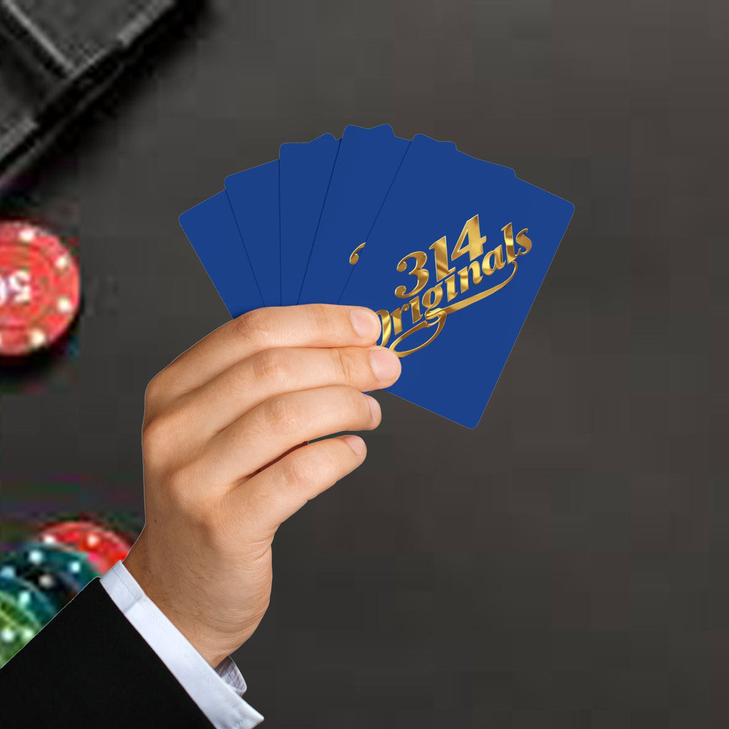 Vintage Style Poker Playing Cards – 314 Originals Blue & Gold Back, Decorative Ace of Spades Deck - 314 Originals