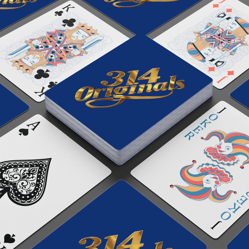 Vintage Style Poker Playing Cards – 314 Originals Blue & Gold Back, Decorative Ace of Spades Deck - 314 Originals