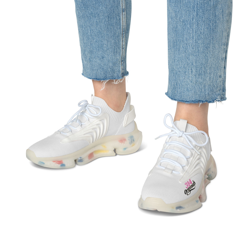 Women's All White Mesh Sneakers — Lightweight Breathable Athletic Shoes with '314 Originals' Accent - 314 Originals