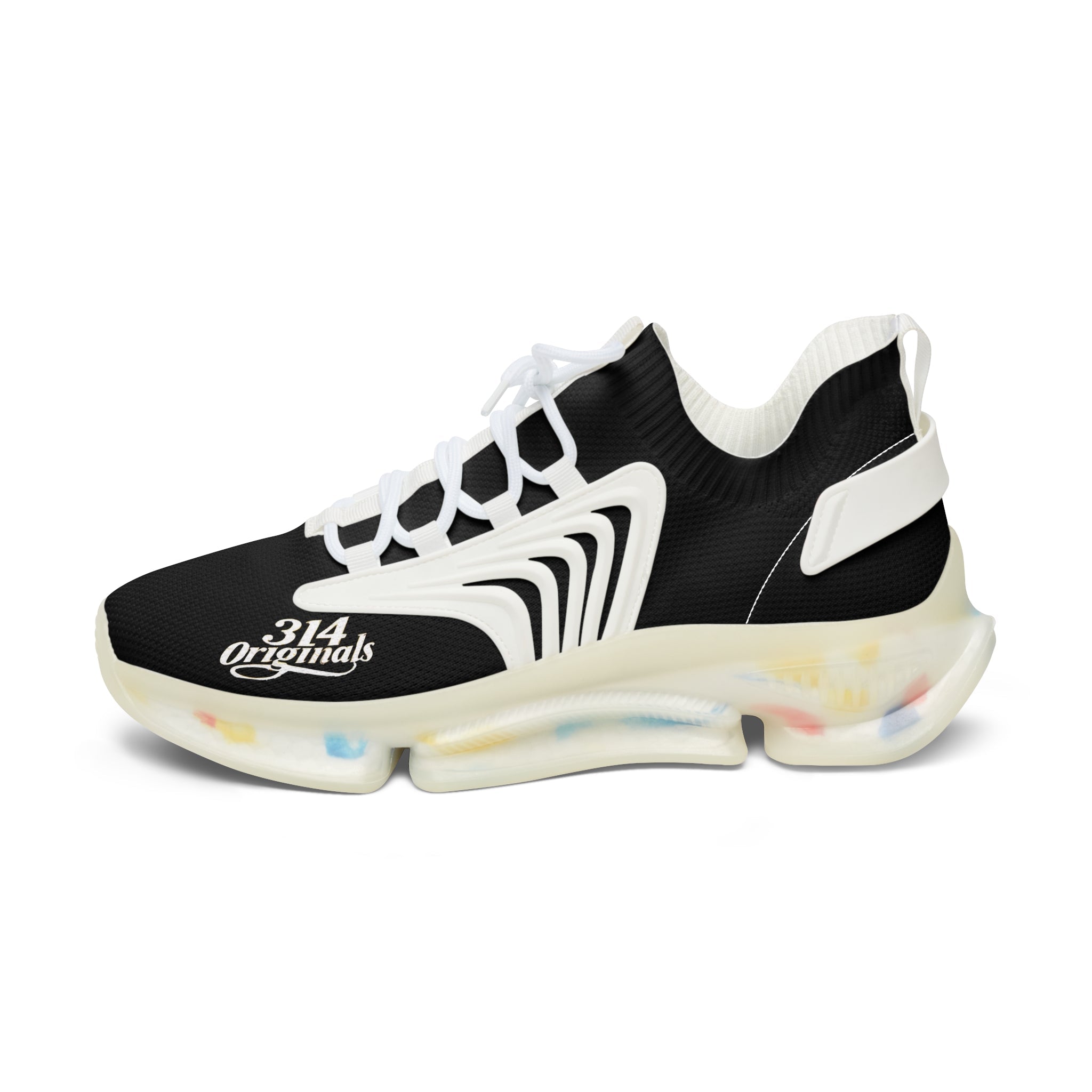 Women's Black Mesh Sneakers — Lightweight Athletic Running Shoes with '314 Originals' Accent - 314 Originals