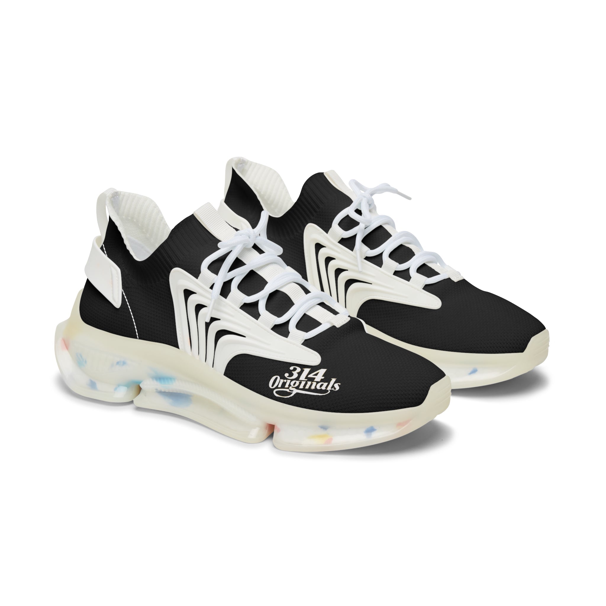 Women's Black Mesh Sneakers — Lightweight Athletic Running Shoes with '314 Originals' Accent - 314 Originals