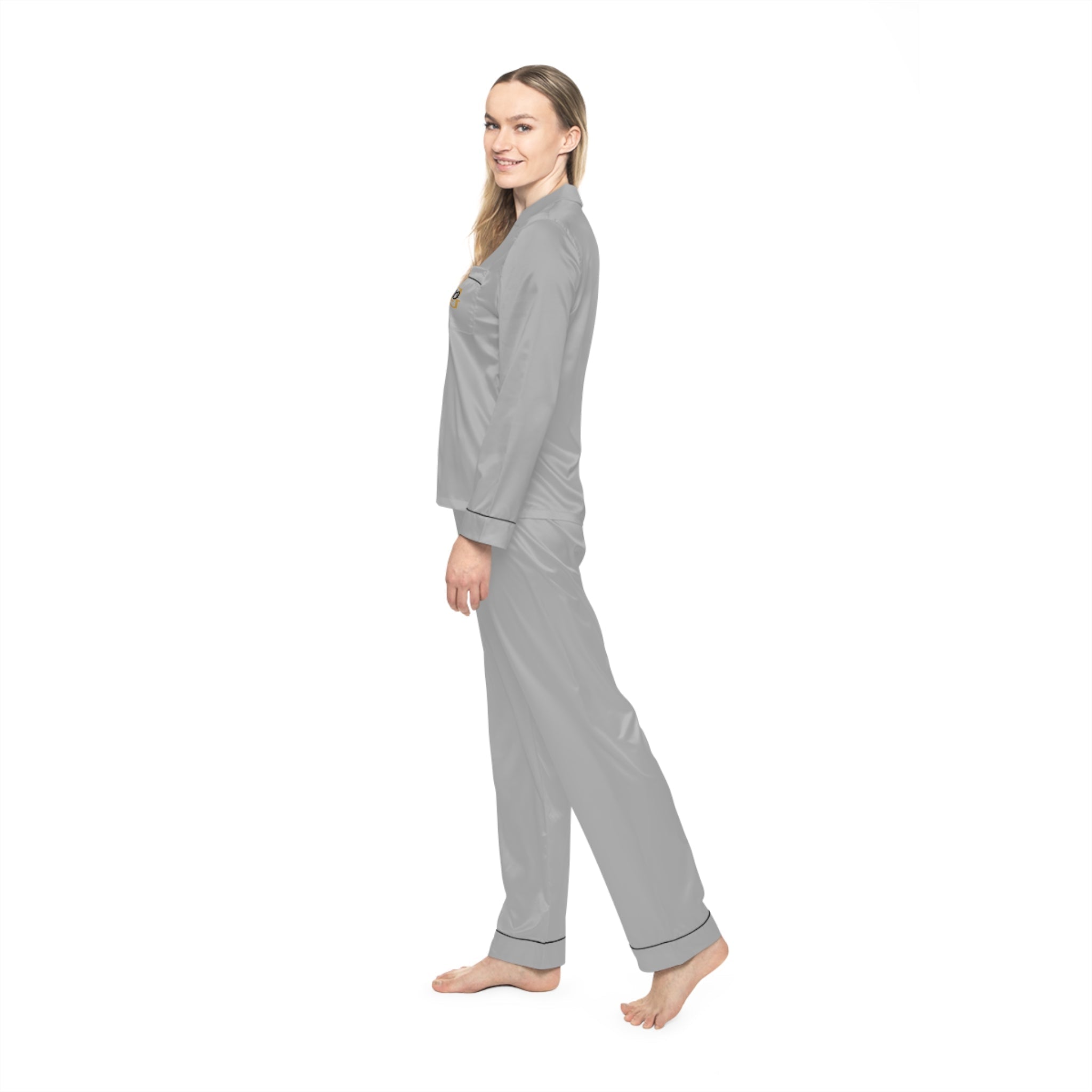 Women's Light Grey Satin Pajama Set — Luxurious Sleepwear - 314 Originals