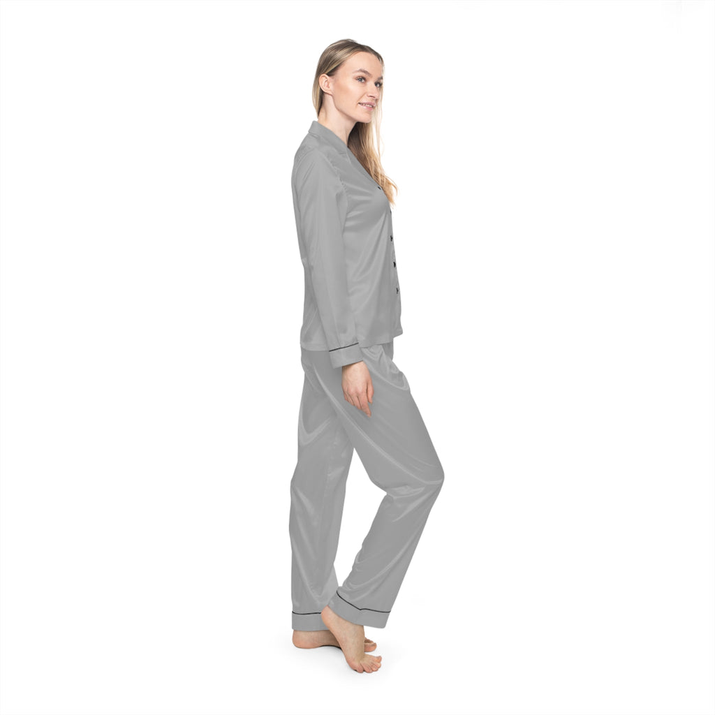 Women's Light Grey Satin Pajama Set — Luxurious Sleepwear - 314 Originals