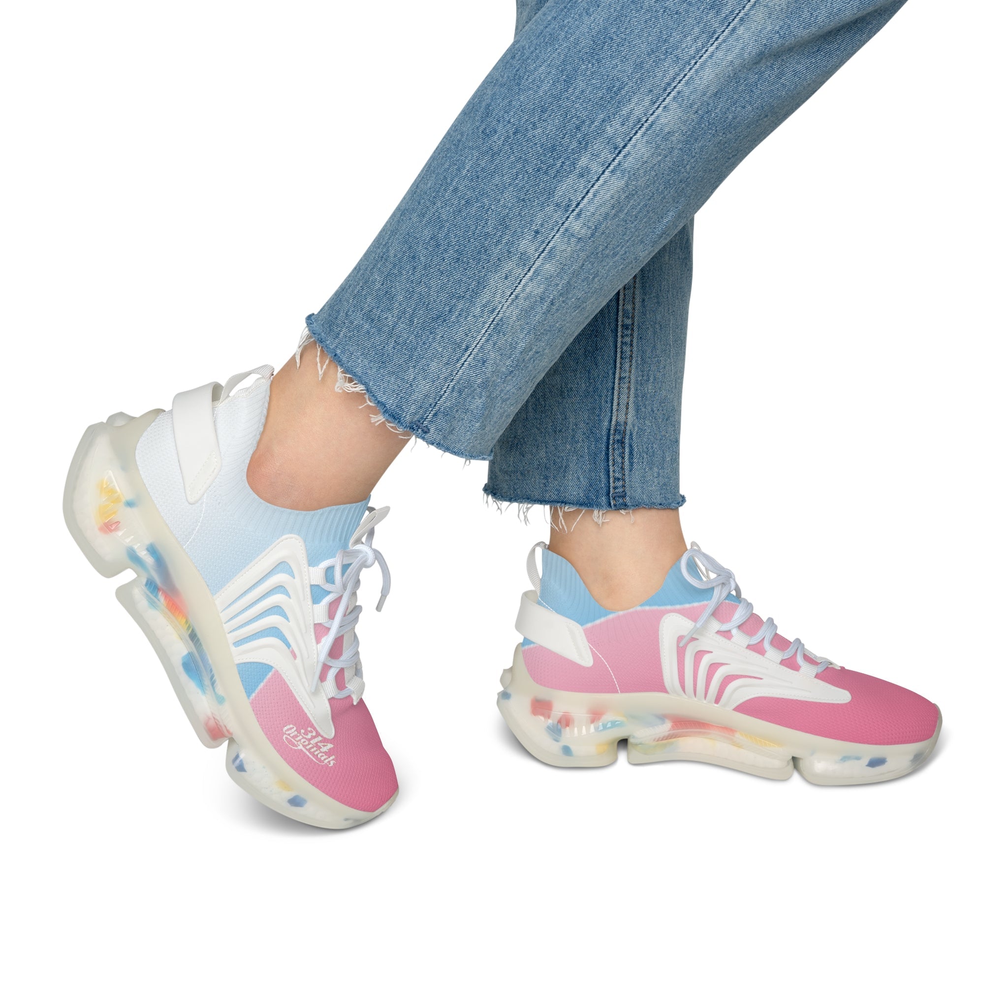 Women's Mesh Sneakers — Pastel Pink & Blue Lightweight Athletic Shoes - 314 Originals