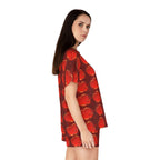 Women's Red Heart Pattern Short Pajama Set – Valentine's Sleepwear - 314 Originals