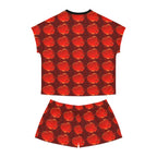 Women's Red Heart Pattern Short Pajama Set – Valentine's Sleepwear - 314 Originals