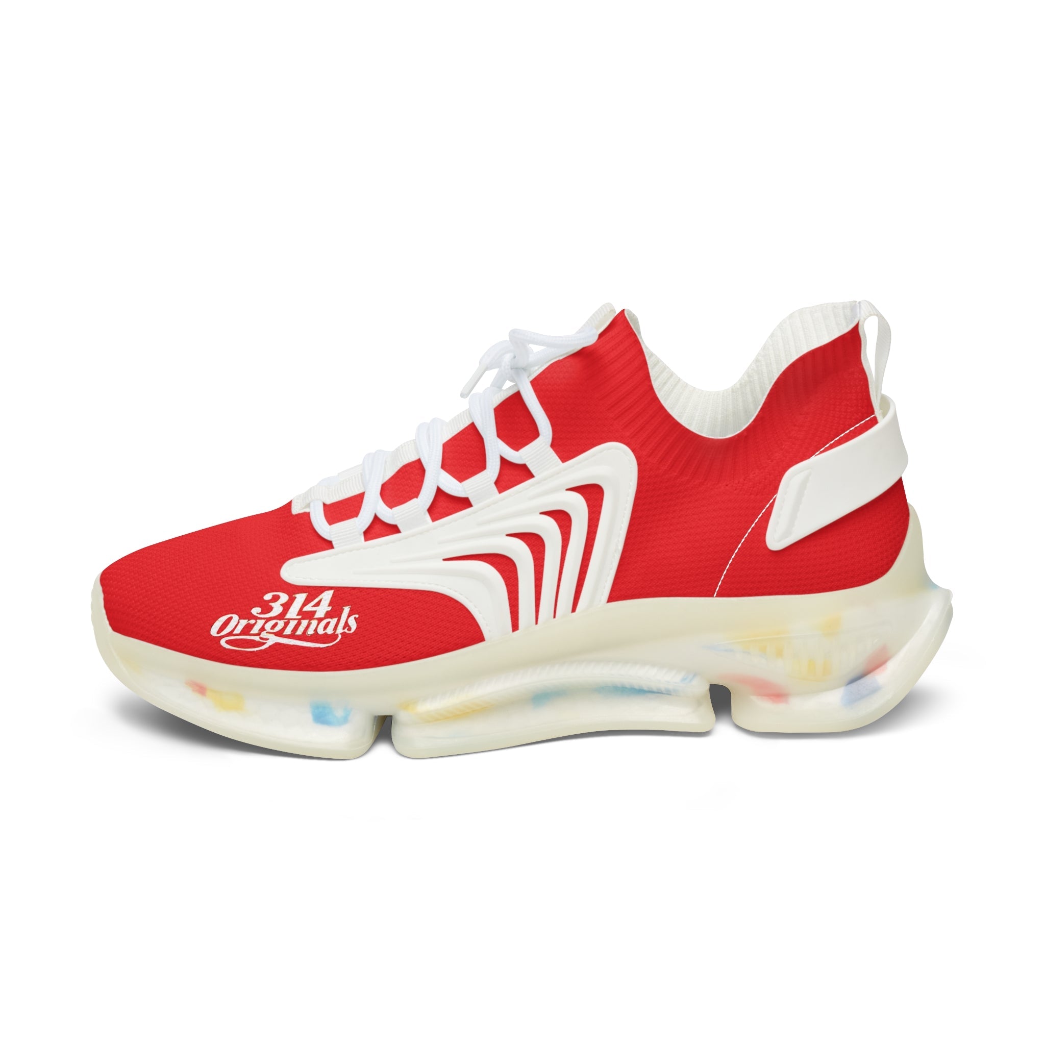 Women's Red Mesh Sneakers — Lightweight Athletic Running Shoes with '314 Originals' Accent - 314 Originals