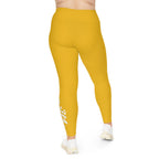 Yellow Plus Size Leggings — Subtle Side Script Graphic, Comfortable Everyday Activewear - 314 Originals
