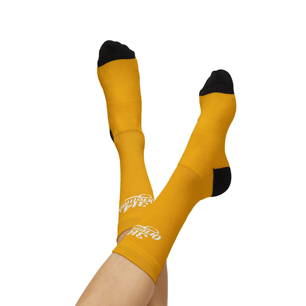Yellow Sublimation Socks with '314 Originals' Script — Athletic Crew Socks - 314 Originals
