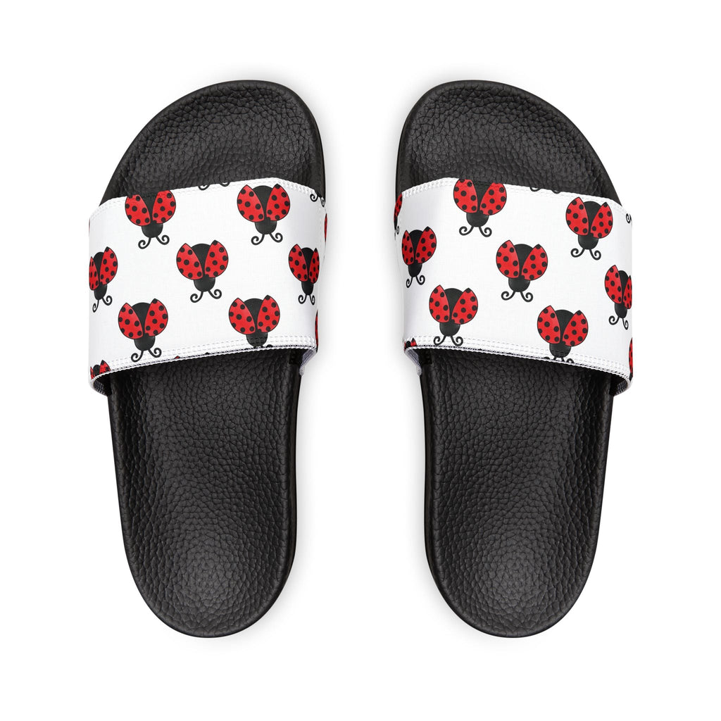 Youth Ladybug Slide Sandals — Removable Strap Cute Red Ladybug Pattern - 314 Originals