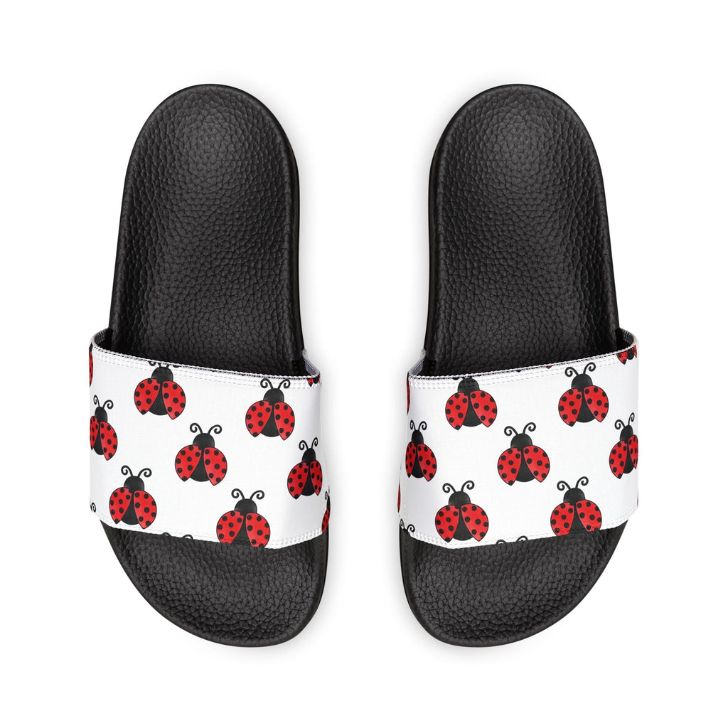 Youth Ladybug Slide Sandals — Removable Strap Cute Red Ladybug Pattern - 314 Originals