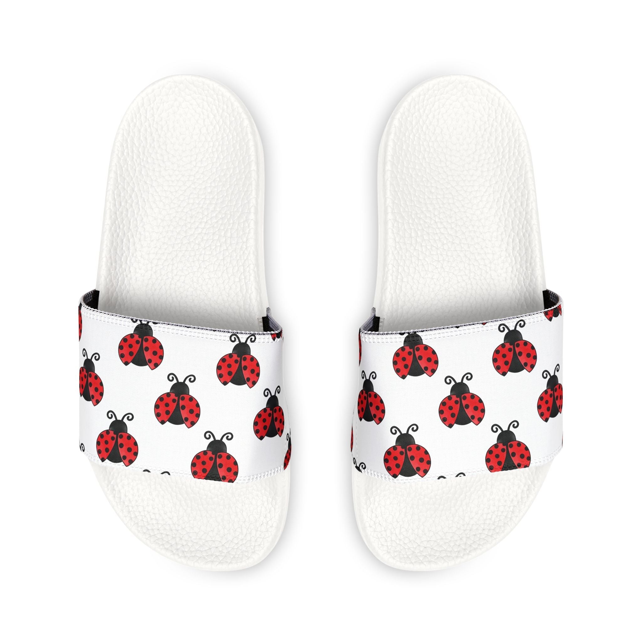 Youth Ladybug Slide Sandals — Removable Strap Cute Red Ladybug Pattern - 314 Originals