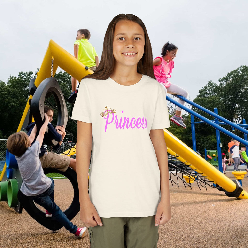 Youth Princess Tee — Pink Script 'Princess' Kids Shirt with Tiara - 314 Originals