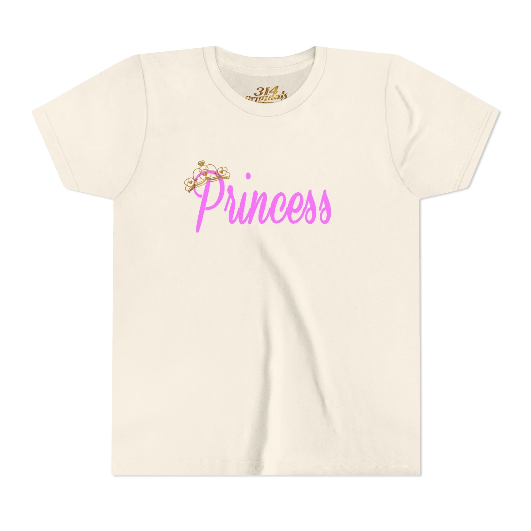 Youth Princess Tee — Pink Script 'Princess' Kids Shirt with Tiara - 314 Originals